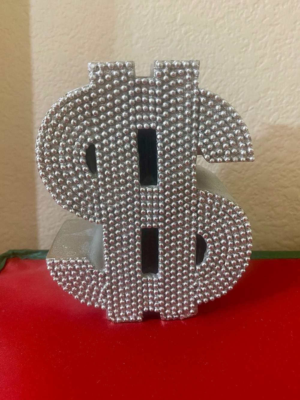 Silver studded dollar sign 💲 Piggy Bank